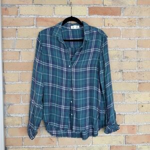 Bella Dahl Blue Flannel Plaid Shirt